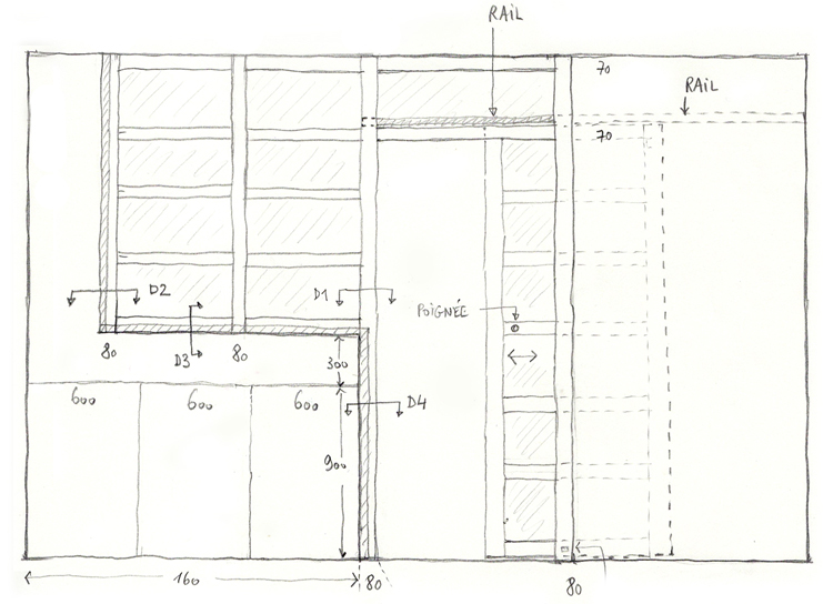 Appartement V Privas - détail paroi dégagement
